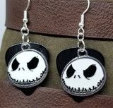 Jack Skellington Evil Grin of Nightmare Before Christmas Charm Guitar Pick Earrings - Pick Your Color