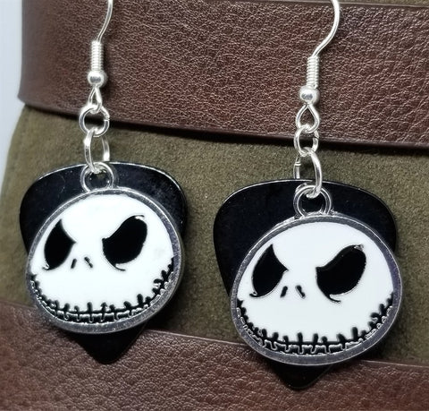 Jack Skellington Evil Grin of Nightmare Before Christmas Charm Guitar Pick Earrings - Pick Your Color