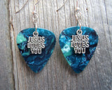 CLEARANCE Jesus Loves You Charm Guitar Pick Earrings - Pick Your Color
