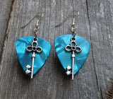 CLEARANCE Key Charm Guitar Pick Earrings - Pick Your Color