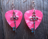 CLEARANCE Key Charm Guitar Pick Earrings - Pick Your Color