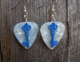 CLEARANCE Blue Key Charm Guitar Pick Earrings - Pick Your Color