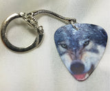 Gray Wolf Guitar Pick Keychain