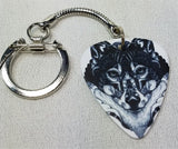 Black and White Wolf Guitar Pick Keychain