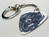 Black and White Pug Guitar Pick Keychain