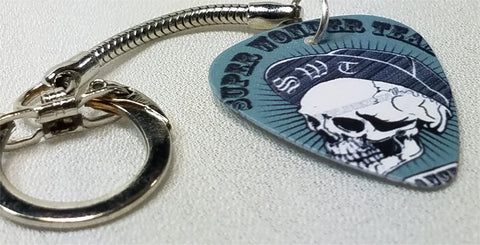 SWT Skeleton with Baseball Cap Guitar Pick Keychain
