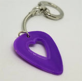 CLEARANCE Heart Cutout on Purple Guitar Pick Keychain