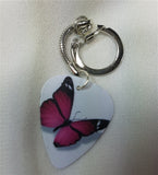 Purple Butterfly Guitar Pick Keychain