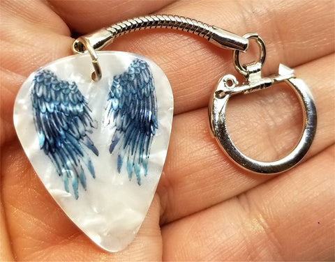 Blue Wings Guitar Pick Keychain