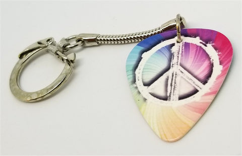 Peace Sign Colorful Guitar Pick Keychain