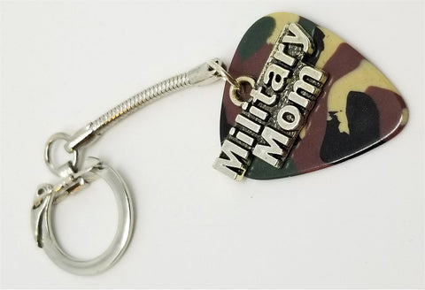 Military Mom Charm on Camo Guitar Pick Keychain