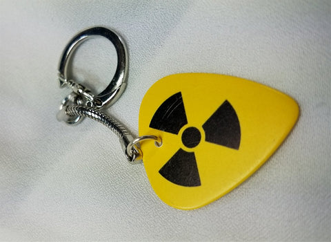 Yellow and Black Nuclear Symbol Guitar Pick Keychain