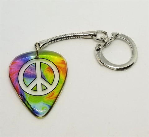 Peace Sign Colorful Transparent Guitar Pick Keychain