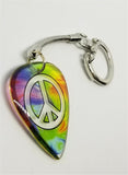 Peace Sign Colorful Transparent Guitar Pick Keychain