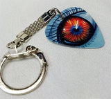 Orange and Blue Eye Guitar Pick Keychain