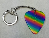 Rainbow Stripes Transparent Fender Guitar Pick Keychain