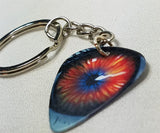 Orange Blue Eye Guitar Pick Keychain