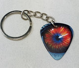 Orange Blue Eye Guitar Pick Keychain