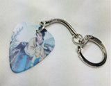 Painting of Japanese Woman Guitar Pick Keychain