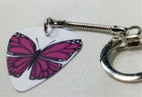 Purple Butterfly Guitar Pick Keychain