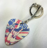 British Themed Rock n' Roll Guitar Pick Keychain with Sign Language I Love You