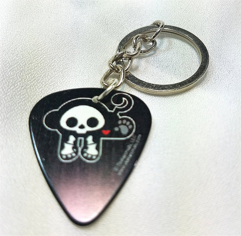 Skelemal Monkey Guitar Pick Keychain