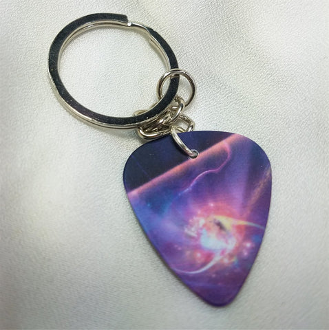 Planet or Star Guitar Pick Keychain