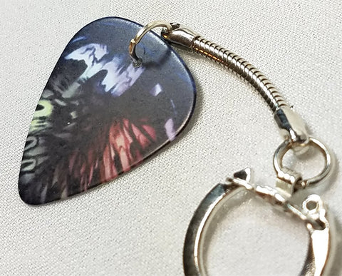 Green and Amber Eye Guitar Pick Keychain