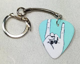 Sign Language Rock and Roll Rock On Guitar Pick Keychain