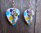 CLEARANCE Peace Key Charm Guitar Pick Earrings - Pick Your Color