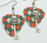 CLEARANCE Skull Key Charm Guitar Pick Earrings - Pick Your Color