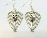 CLEARANCE Skull Key Charm Guitar Pick Earrings - Pick Your Color