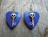 CLEARANCE Skull Key Charm Guitar Pick Earrings - Pick Your Color