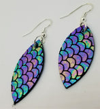 Small Almond Shaped Mermaid Scales Leather Earrings