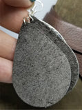 Bronze Leopard Print Teardrop Shaped Leather Earrings with a Silver Charm Overlay