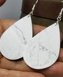 Marble Effect Tear Drop Shaped Real Leather Earrings