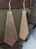 Tie Shaped Metallic Copper Real Leather Earrings