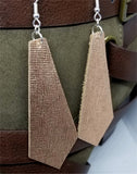 Tie Shaped Metallic Copper Real Leather Earrings