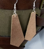 Tie Shaped Metallic Copper Real Leather Earrings