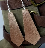 Tie Shaped Metallic Copper Real Leather Earrings