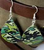 Soft Real Leather Painted Camouflage Teardrop Earrings