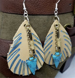 Feathered Real Leather Brown Tear Drop Earrings with Arrow and Arrowhead Drops