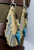 Feathered Real Leather Brown Tear Drop Earrings with Arrow and Arrowhead Drops