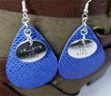 Blue Scale Real Leather Earrings with Believe In Love Charms