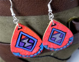 Hand Painted Southwestern or Aztec Design on Real Leather Teardrop Earrings