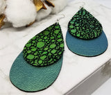 Layered Color Shifting Teardrop Leather Earrings