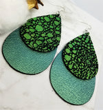 Layered Color Shifting Teardrop Leather Earrings