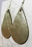Metallic Bronze Teardrop Shaped Real Leather Earrings