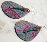 Paisley Real Leather Tear Drop Earrings with Arrow Dangles