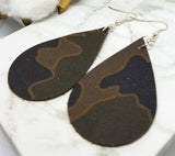 Shades of Brown Teardrop Shaped Real Leather Earrings